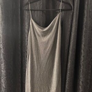 Fleur du Mal Sparkle Cowl Neck Slip Dress Dark Gray Size M